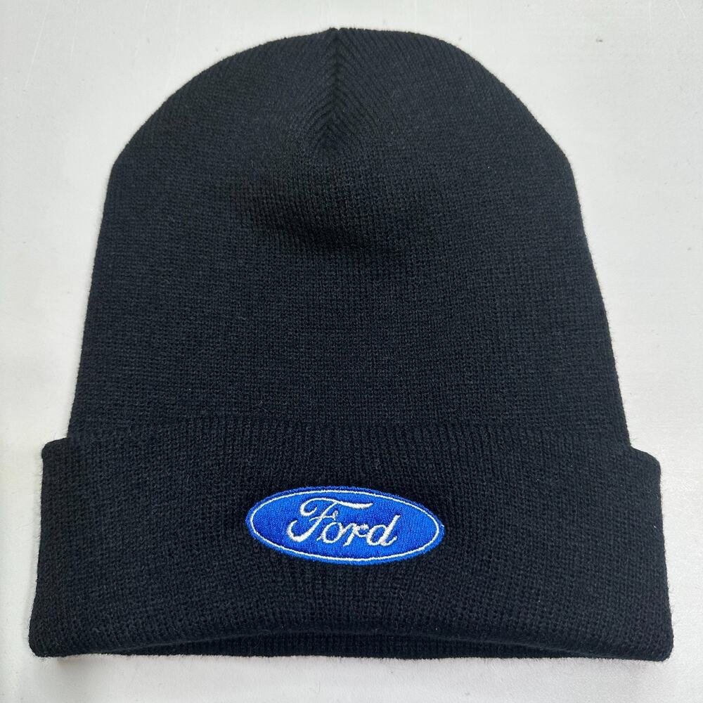 FORD Beanie Embroidered Stocking Hat Black Unisex Car Truck Racing Gift